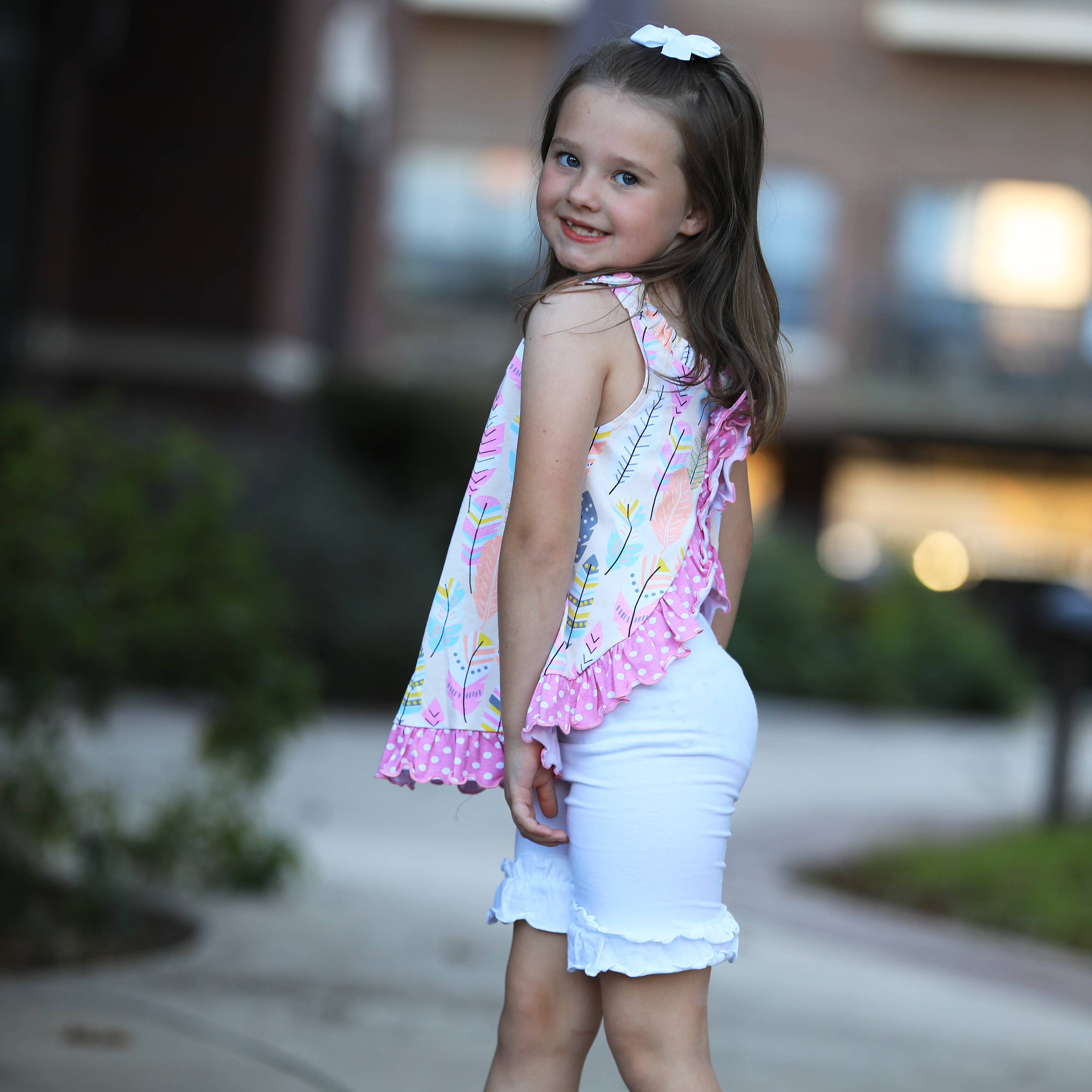 Toddler & Big Girls White Ruffle Butt Shorts Summer clothes