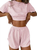 Women Striped Lounge Set Casual Loose Top and Shorts Set