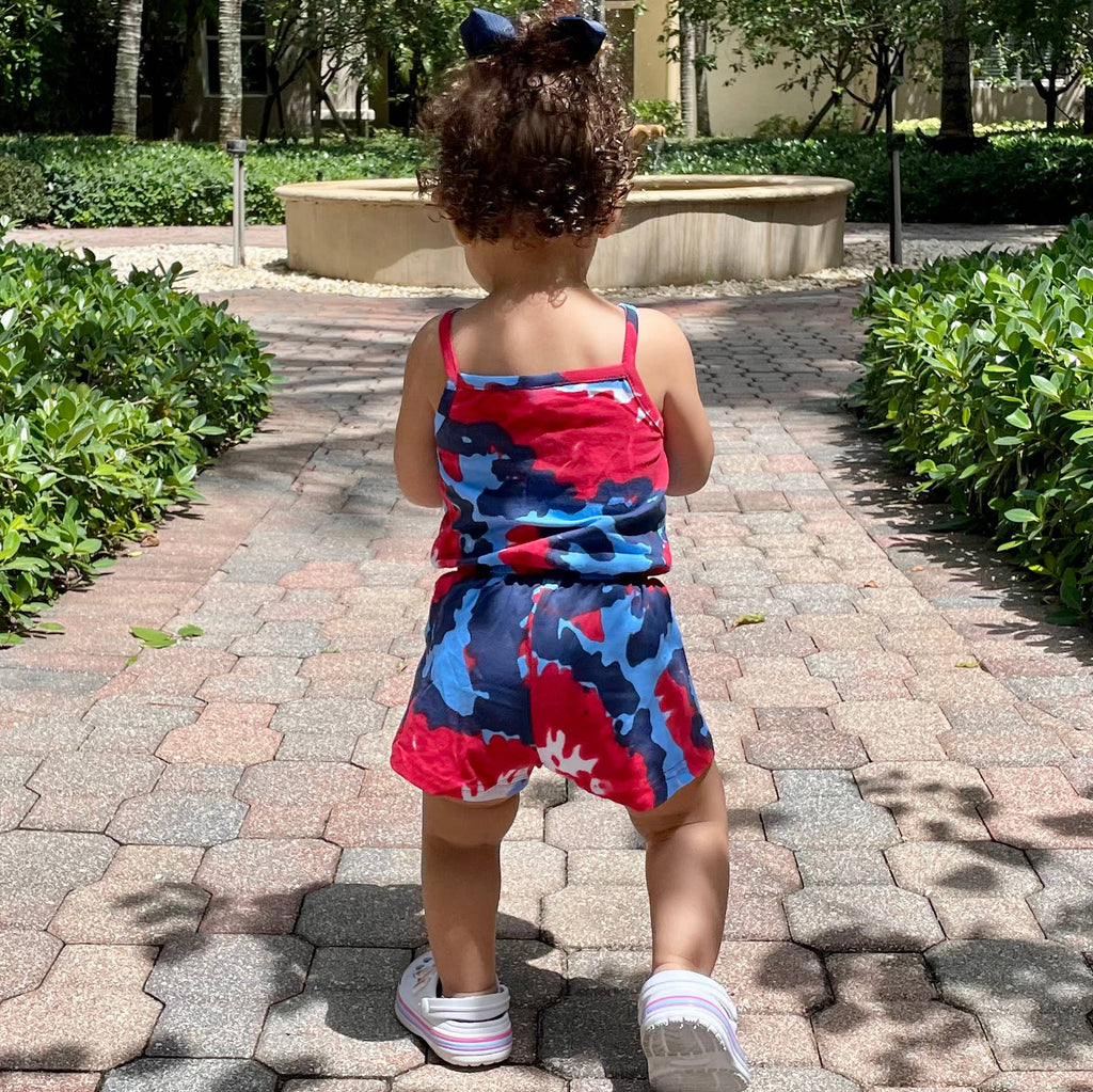 AnnLoren Tie Dye Girls 4th of July Jumpsuit Holiday Romper