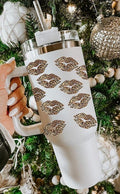 BH051472-P1 White Leopard Lips Print Tumbler
